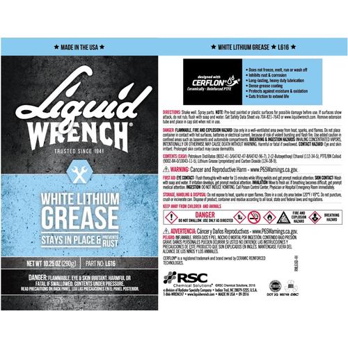 Γράσσο άσπρο λιθίου σπρέι 290gr USA LIQUID WRENCH