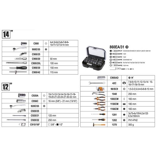 Εργαλειοθήκη Συλλογή με 108 εργαλεία 1/4" 1/2" BETA 2047E/C108 B020476008