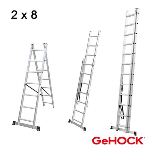 Διπλή Σκάλα Επεκτεινόμενη Αλουμινίου 2 x 8 Σκαλοπάτια GeHOCK 59-010295208