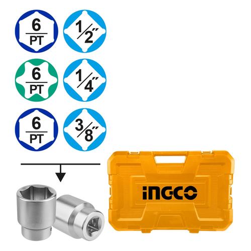 Εργαλεία Χειρός και Καρυδάκια 1/4" - 1/2" - 3/8" Σετ 216 τεμ. Cr-V, S2 INGCO HKTHP22161