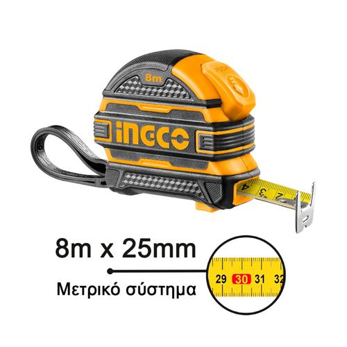 Μετροταινία με Διπλό Στοπ 8m x 25mm INGCO HSMT08825-1