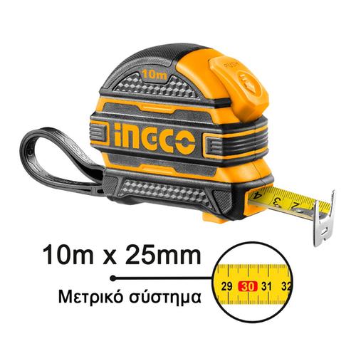 Μετροταινία με Διπλό Στοπ 10m x 25mm INGCO HSMT081025-1