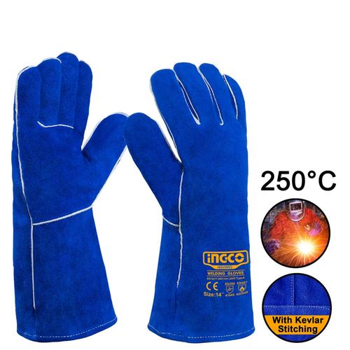 Γάντια Δερμάτινα Μακριά Ηλεκτροσυγκολλητών L-XL 14" 250°C INGCO HGVW03