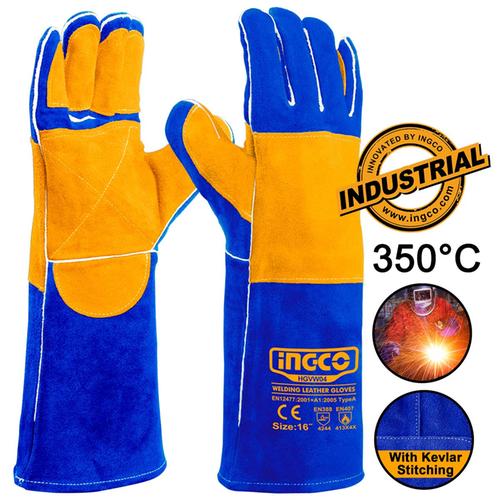 Γάντια Δερμάτινα Μακριά Ηλεκτροσυγκολλητών L-XL 16" 350°C INGCO HGVW04