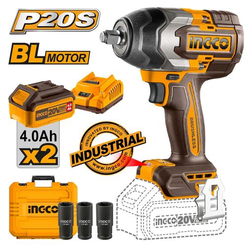Μπουλονόκλειδο κρουστικό μπαταρίας 20V 850-1000 Nm 2x4Ah INGCO CIWLI2085