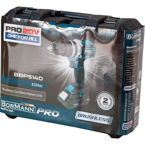 Δραπανοκατσάβιδο Κρουστικό BRUSHLESS 20V 2X2Ah BORMANN PRO BBP5140 / έως και 6 άτοκες δόσεις