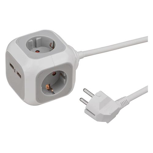 Πολύπριζο Κύβος 4 Θέσεων και 2 Θύρες USB Brennenstuhl BCR1025