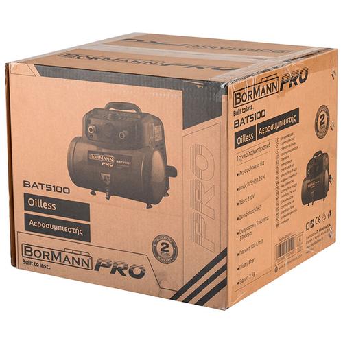 Αεροσυμπιεστής OIL-LESS 1.5Hp/6Lt BORMANN PRO BAT5100