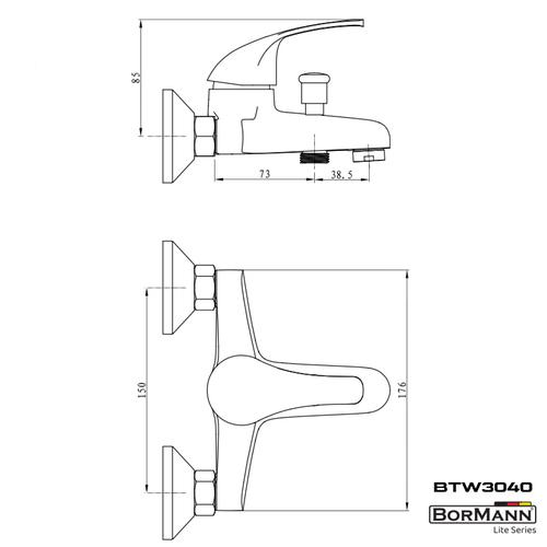 Μπαταρία Μπάνιου IRIS 40mm Ανάμεικτη με σέτ ντους 830g BORMANN LITE BTW3040