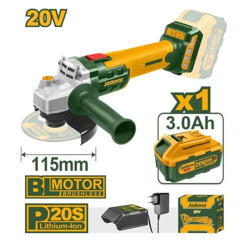 Τροχός γωνιακός Φ115mm 20V BRUSHLESS 1x3Ah +Φορτιστής JADEVER JDLAPM21 400349