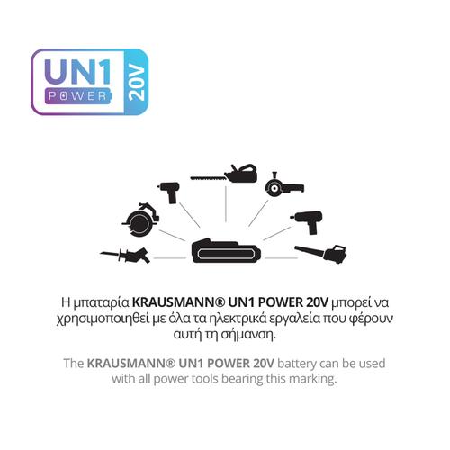 Γωνιακός τροχός Φ125 20V 1x5Ah + Φορτιστής + Τσάντα KRAUSMANN U87020-15SB
