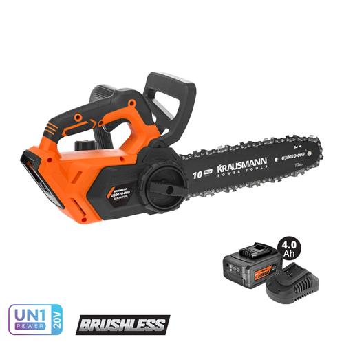 Αλυσοπρίονο μπαταρίας brushless 20V 25cm 2,3Kg 1x4Ah +Φορτιστής KRAUSMANN U30020-14B